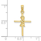 FJC Finejewelers 10 kt Yellow Gold Praying Boy Cross Charm 24 x 14 mm