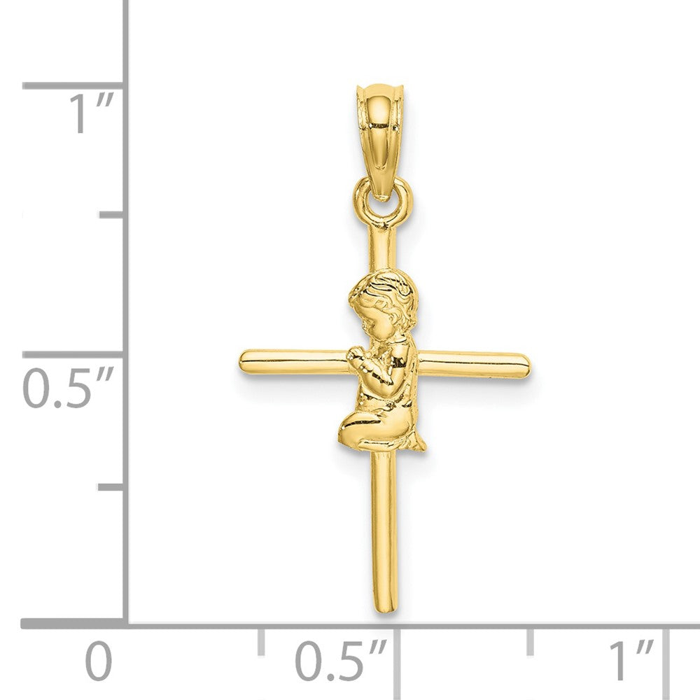 FJC Finejewelers 10 kt Yellow Gold Praying Boy Cross Charm 24 x 14 mm