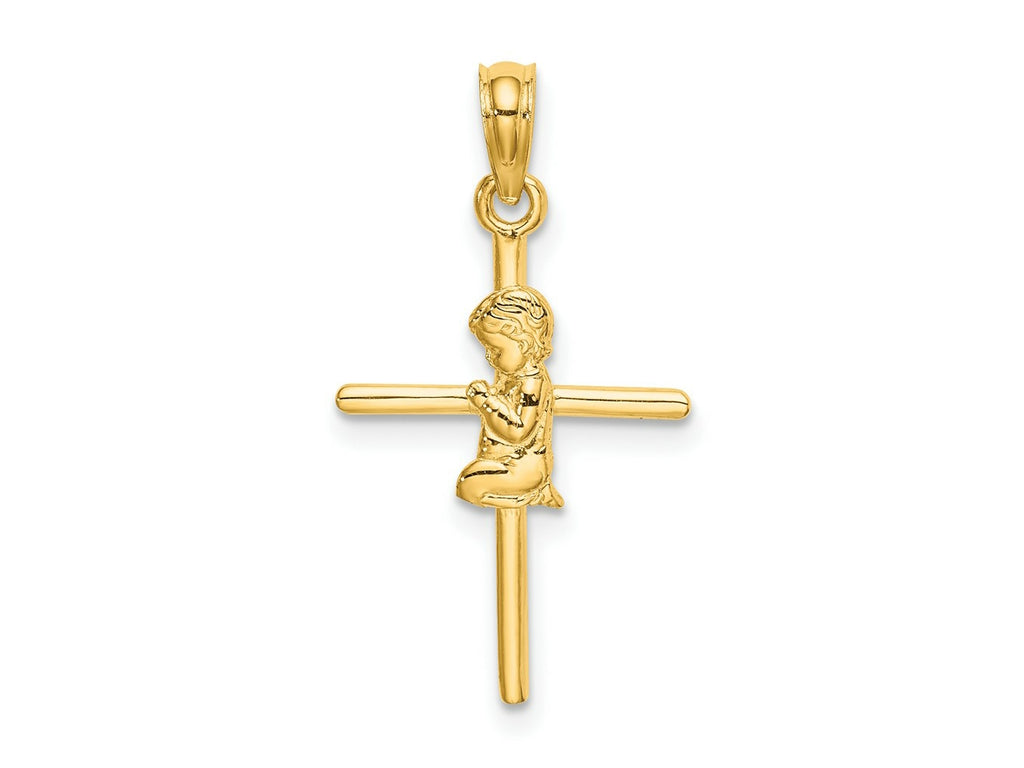 FJC Finejewelers 10 kt Yellow Gold Praying Boy Cross Charm 24 x 14 mm