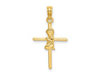 FJC Finejewelers 10 kt Yellow Gold Praying Boy Cross Charm 24 x 14 mm
