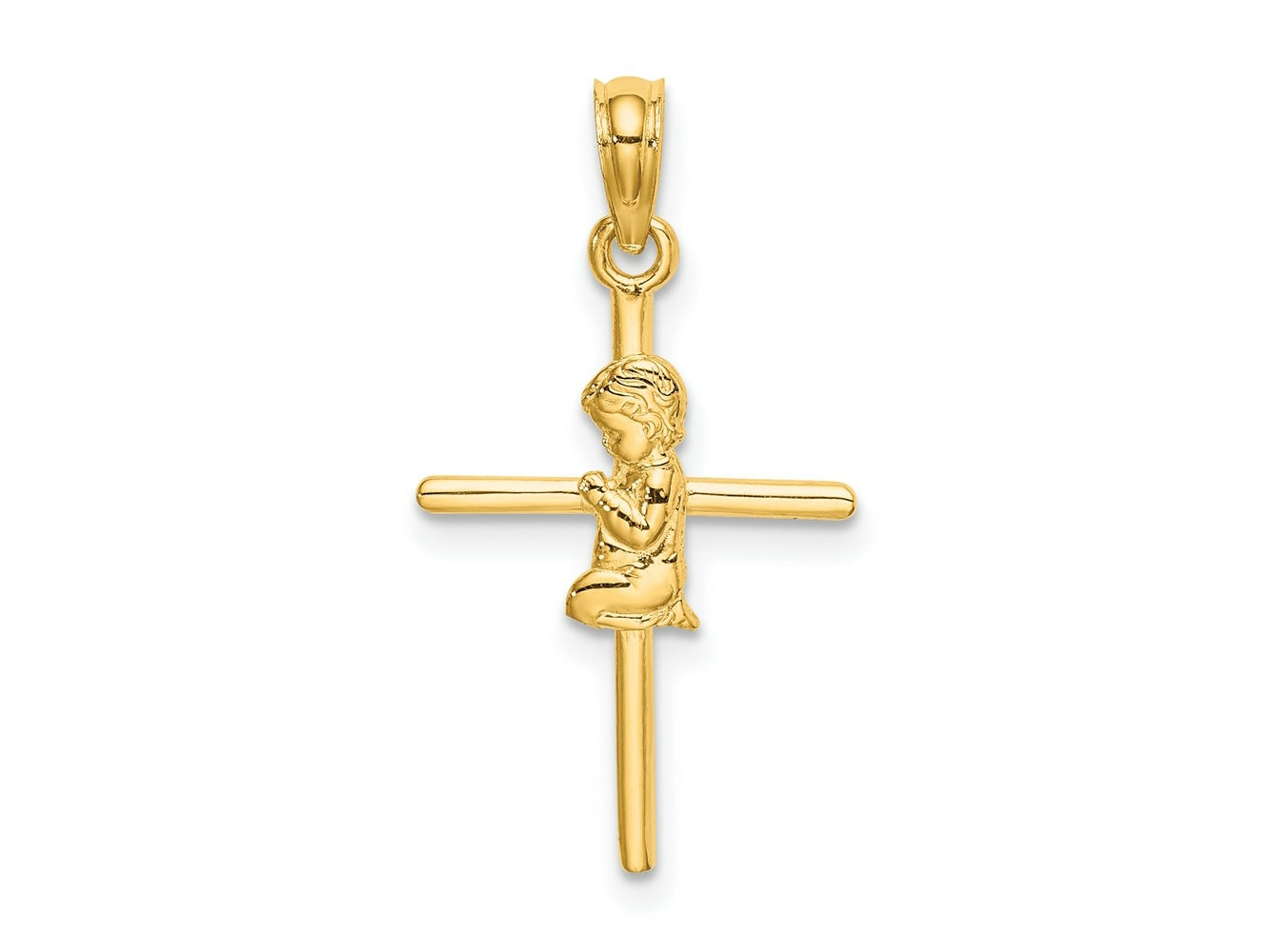 FJC Finejewelers 10 kt Yellow Gold Praying Boy Cross Charm 24 x 14 mm