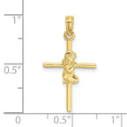 FJC Finejewelers 10 kt Yellow Gold Praying Girl Cross Charm 24 x 14 mm