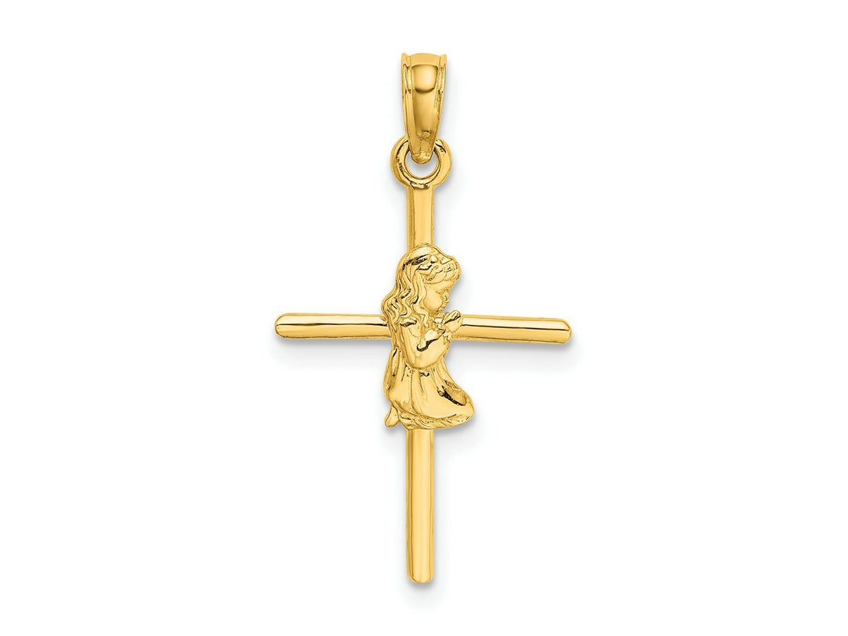 FJC Finejewelers 10 kt Yellow Gold Praying Girl Cross Charm 24 x 14 mm