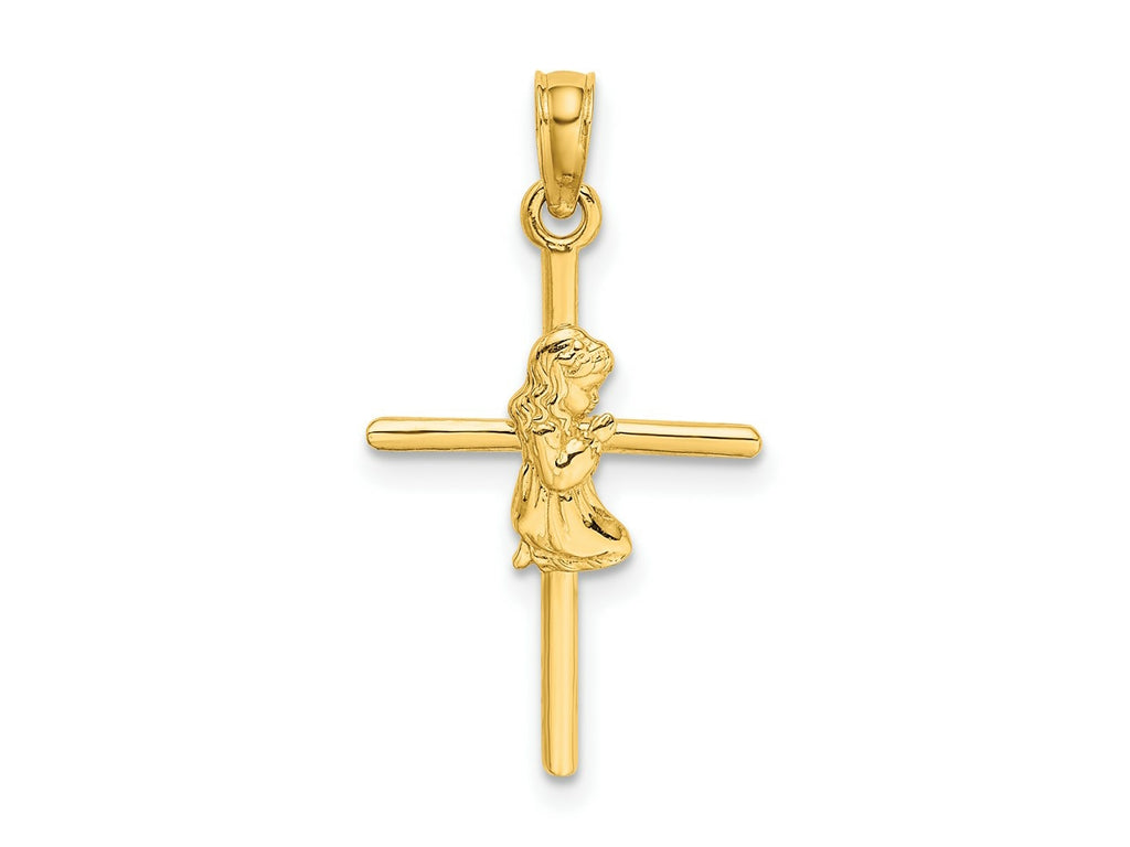 FJC Finejewelers 10 kt Yellow Gold Praying Girl Cross Charm 24 x 14 mm