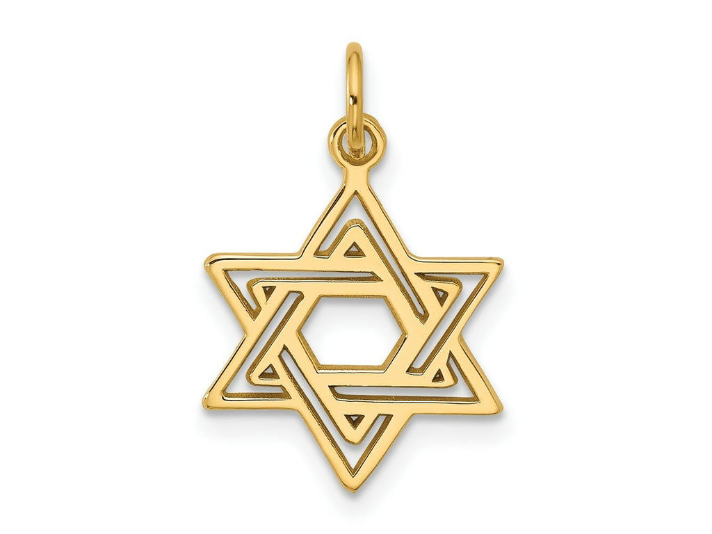 FJC Finejewelers 10 kt Yellow Gold Jewish Star Charm 24 x 15 mm