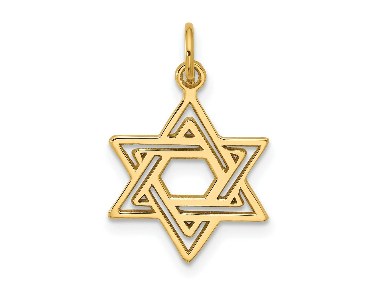 FJC Finejewelers 10 kt Yellow Gold Jewish Star Charm 24 x 15 mm