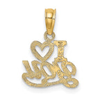FJC Finejewelers 10 kt Yellow Gold Polished and Textured I HEART YOU Charm 14 x 12 mm