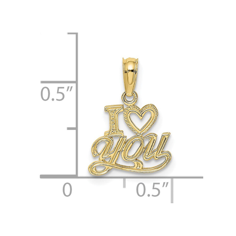 FJC Finejewelers 10 kt Yellow Gold Polished and Textured I HEART YOU Charm 14 x 12 mm