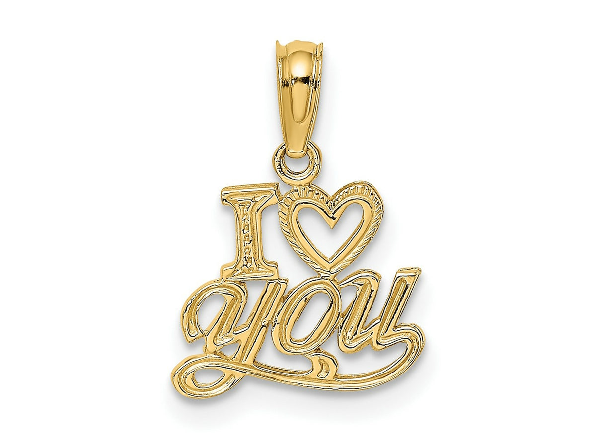 FJC Finejewelers 10 kt Yellow Gold Polished and Textured I HEART YOU Charm 14 x 12 mm