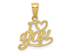 FJC Finejewelers 10 kt Yellow Gold Polished and Textured I Heart You Charm 19 x 16 mm