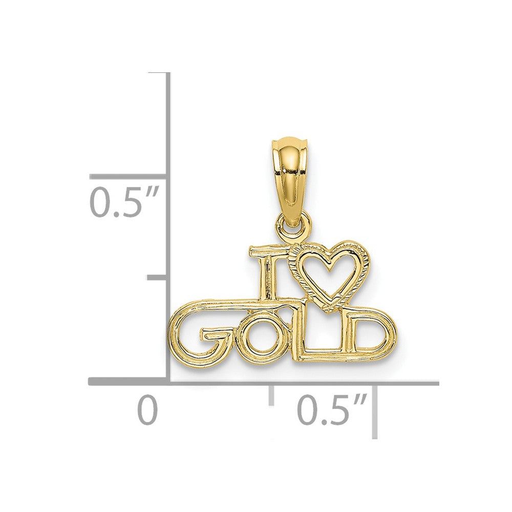 FJC Finejewelers 10 kt Yellow Gold Themed Polished / Textured I LOVE GOLD Charm 7.65 mm x 14.85 mm