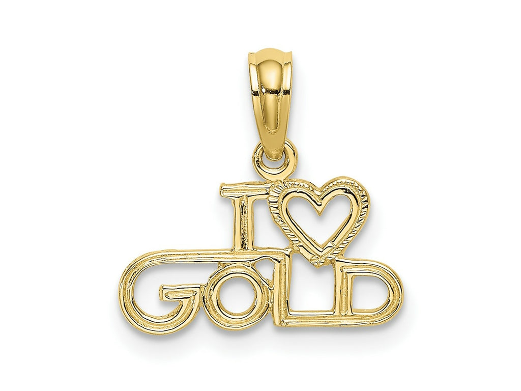 FJC Finejewelers 10 kt Yellow Gold Themed Polished / Textured I LOVE GOLD Charm 7.65 mm x 14.85 mm
