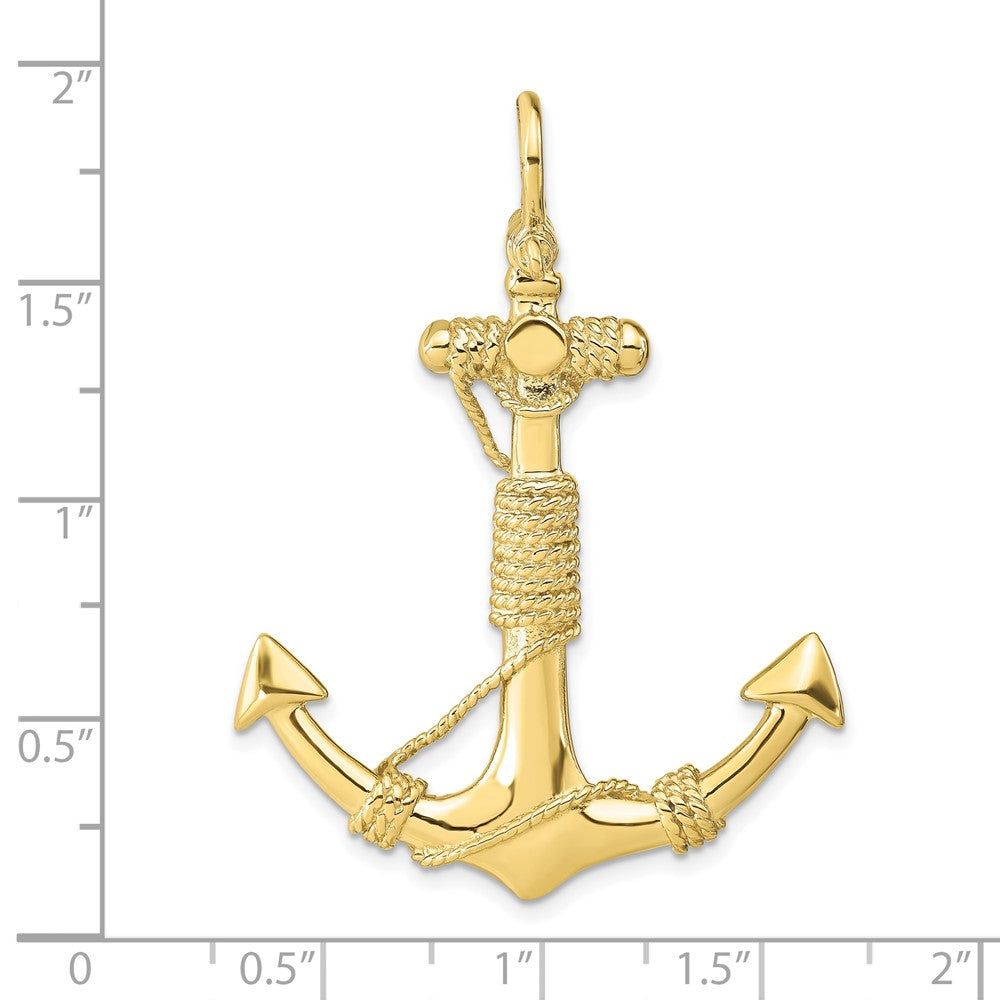 FJC Finejewelers 10 kt Yellow Gold 3-D Solid Anchor with Rope Charm 51 x 37 mm