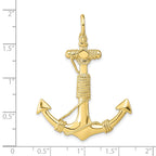 FJC Finejewelers 10 kt Yellow Gold 3-D Solid Anchor with Rope Charm 51 x 37 mm