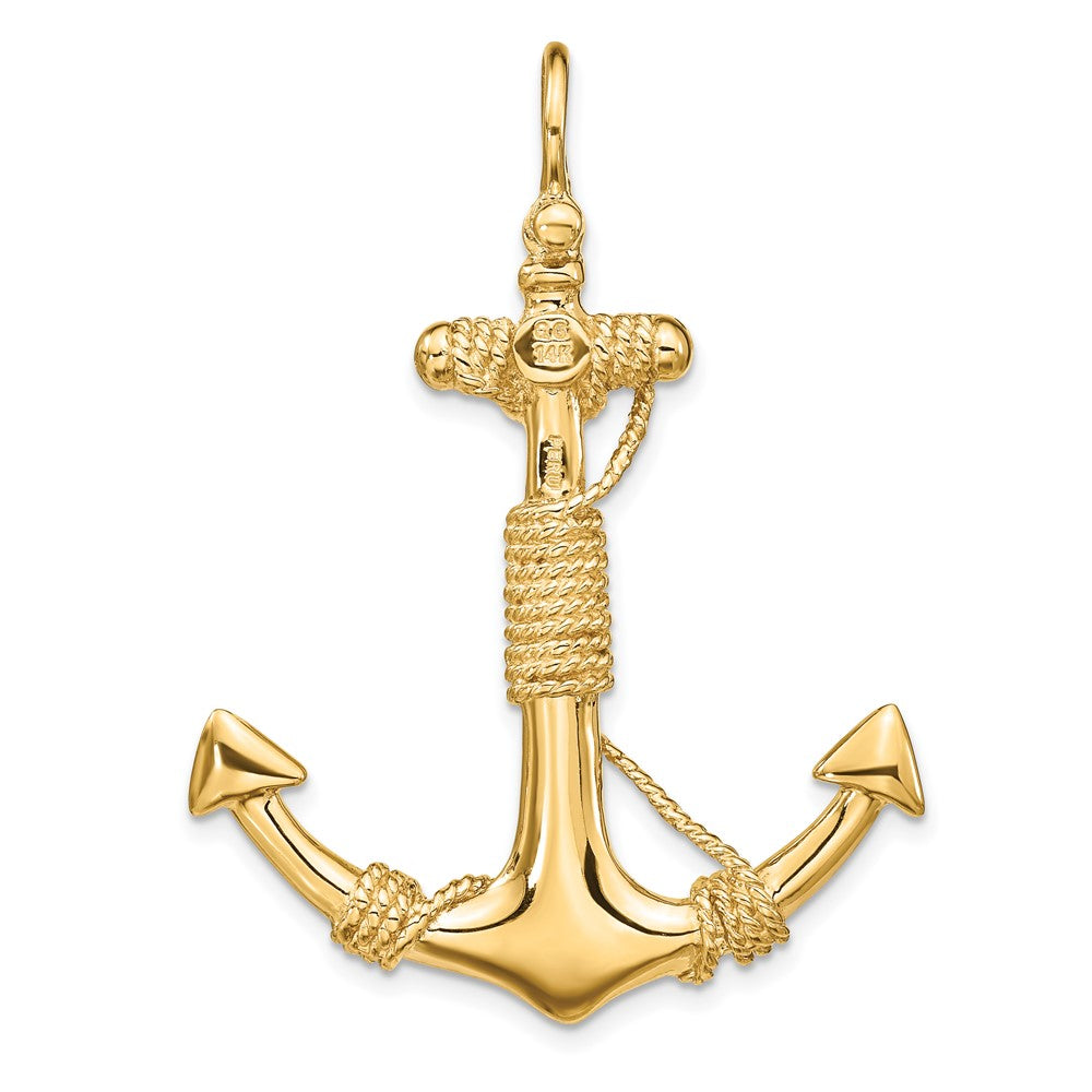 FJC Finejewelers 10 kt Yellow Gold 3-D Solid Anchor with Rope Charm 51 x 37 mm
