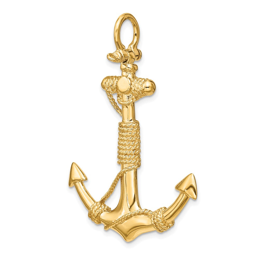 FJC Finejewelers 10 kt Yellow Gold 3-D Solid Anchor with Rope Charm 51 x 37 mm