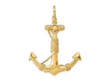 FJC Finejewelers 10 kt Yellow Gold 3-D Solid Anchor with Rope Charm 51 x 37 mm