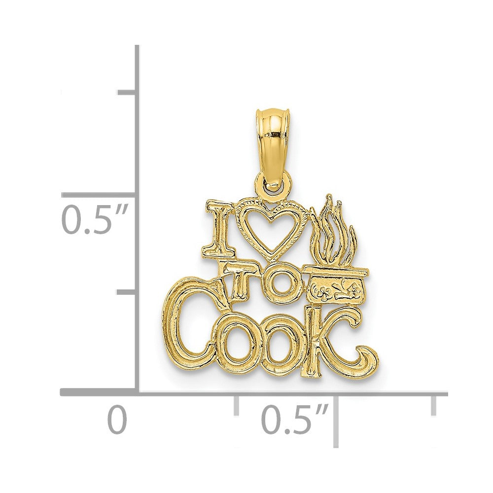 FJC Finejewelers 10 kt Yellow Gold I HEART TO COOK Charm 11 x 14 mm