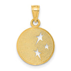 FJC Finejewelers 10 kt Yellow Gold Polished Flat-Backed Moon with Three Stars Charm 17 x 10 mm