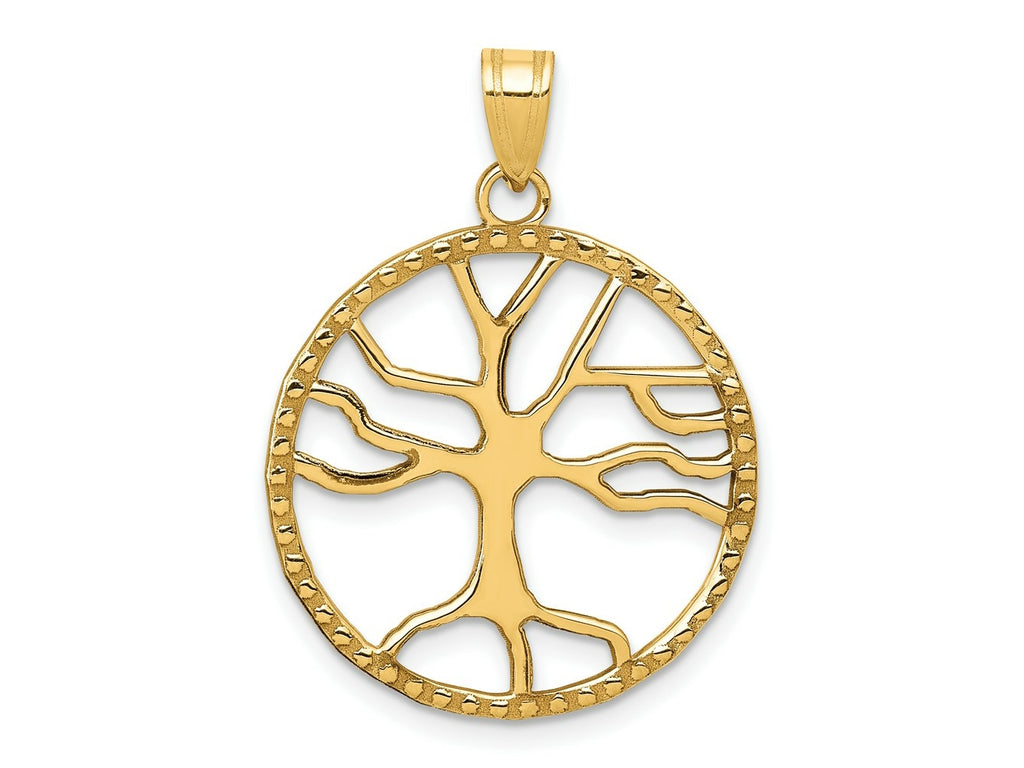 FJC Finejewelers 10 kt Yellow Gold Tree of Life in Round Frame Charm 29 x 20 mm