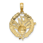 FJC Finejewelers 10 kt Yellow Gold Bowling Story in Leaf Circle Charm 18 x 18 mm