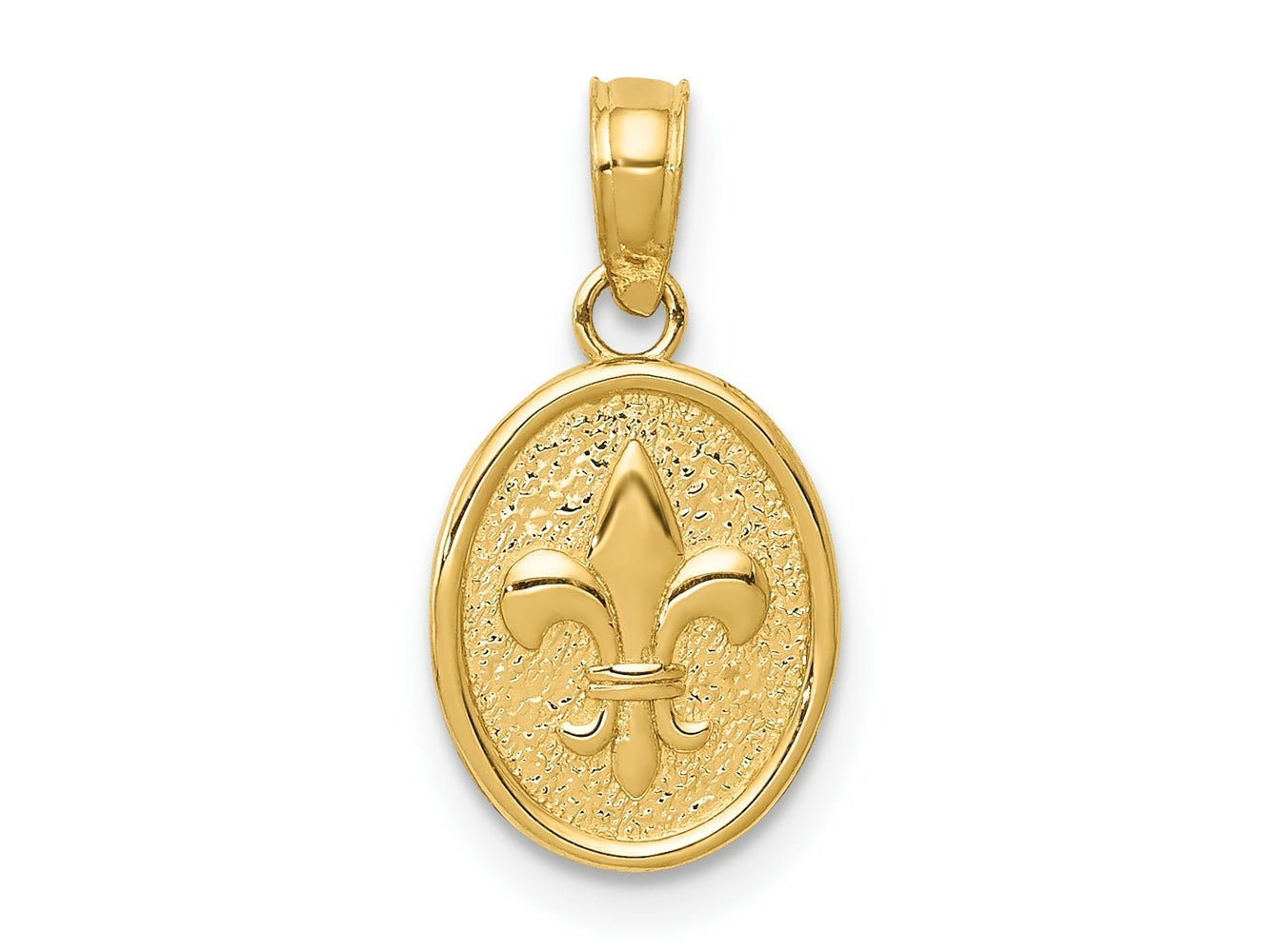 FJC Finejewelers 10 kt Yellow Gold Polished Small Fleur De Lis in Oval Charm 13 x 9 mm