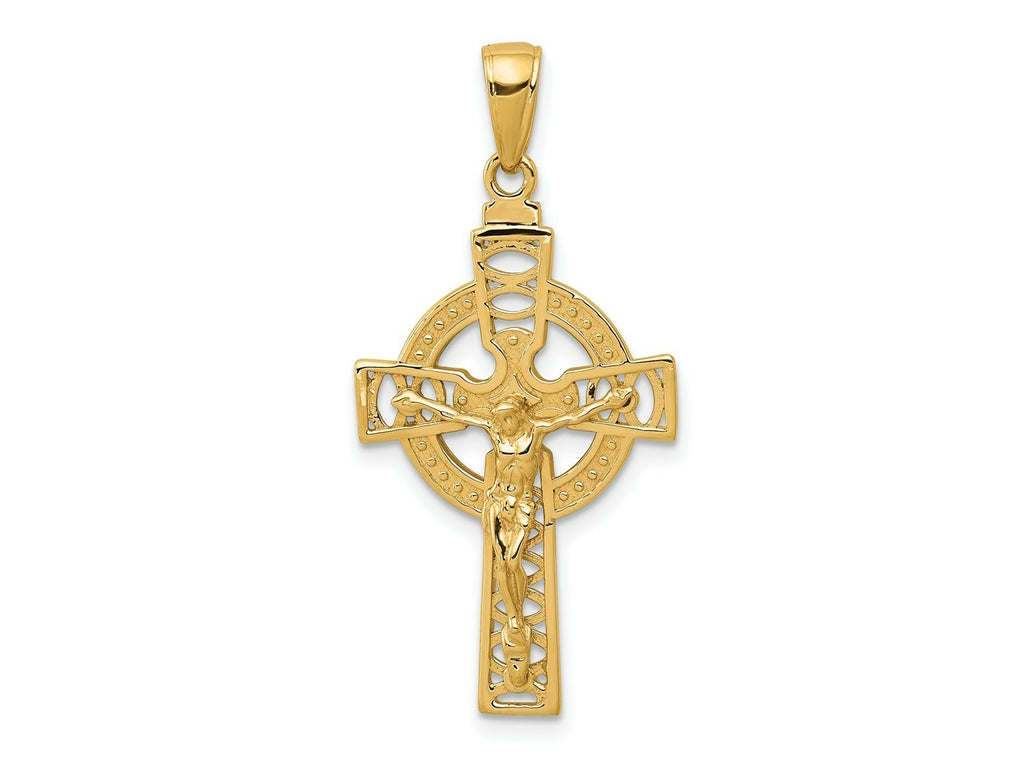 FJC Finejewelers 10 kt Yellow Gold Polished Celtic Crucifix Charm 35 x 16 mm
