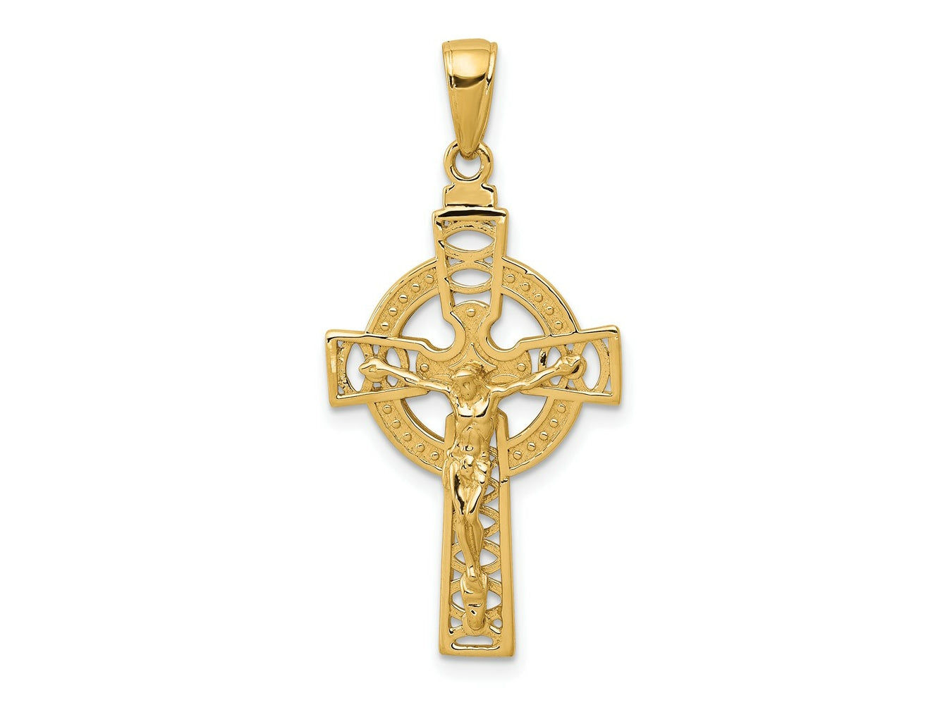 FJC Finejewelers 10 kt Yellow Gold Polished Celtic Crucifix Charm 35 x 16 mm