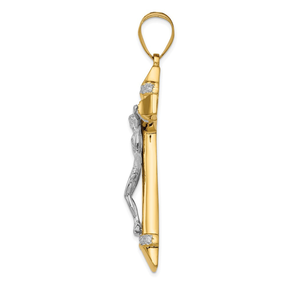 FJC Finejewelers 10 kt Two Tone Gold Two-tone CZ Crucifix Charm 69 x 38 mm