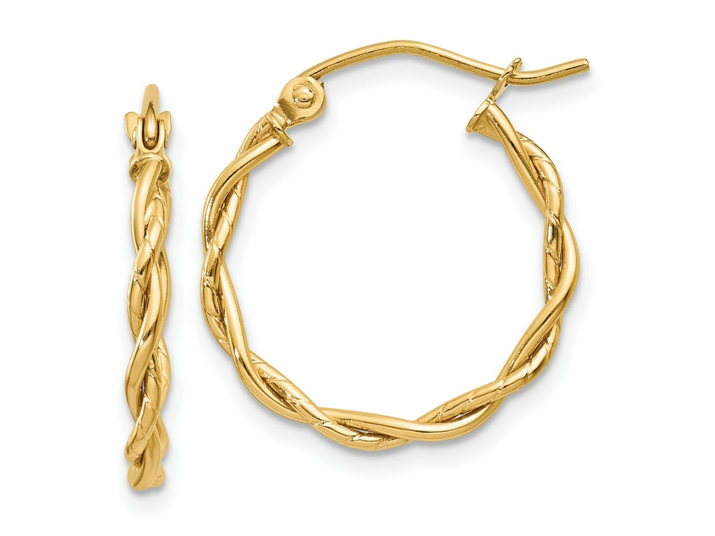 FJC Finejewelers 10 kt Yellow Gold Polished 2.25mm Twisted Hoop Earrings 14 mm x 2 mm