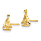 FJC Finejewelers 10 kt Yellow Gold Button Sail Boat Earrings 10 mm x 7 mm