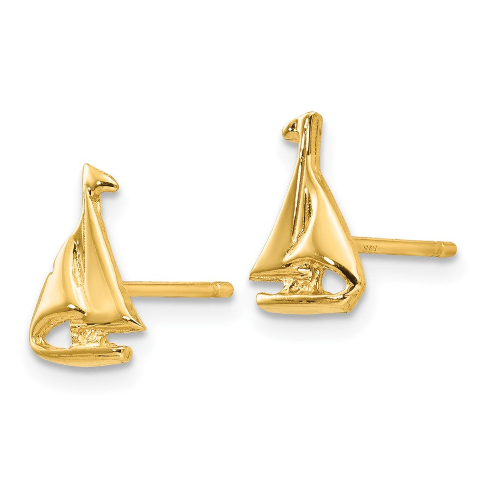 FJC Finejewelers 10 kt Yellow Gold Button Sail Boat Earrings 10 mm x 7 mm
