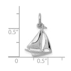 FJC Finejewelers 10 kt White Gold Themed Solid Polished 3-Dimensional Sailboat Charm 19 mm x 12 mm