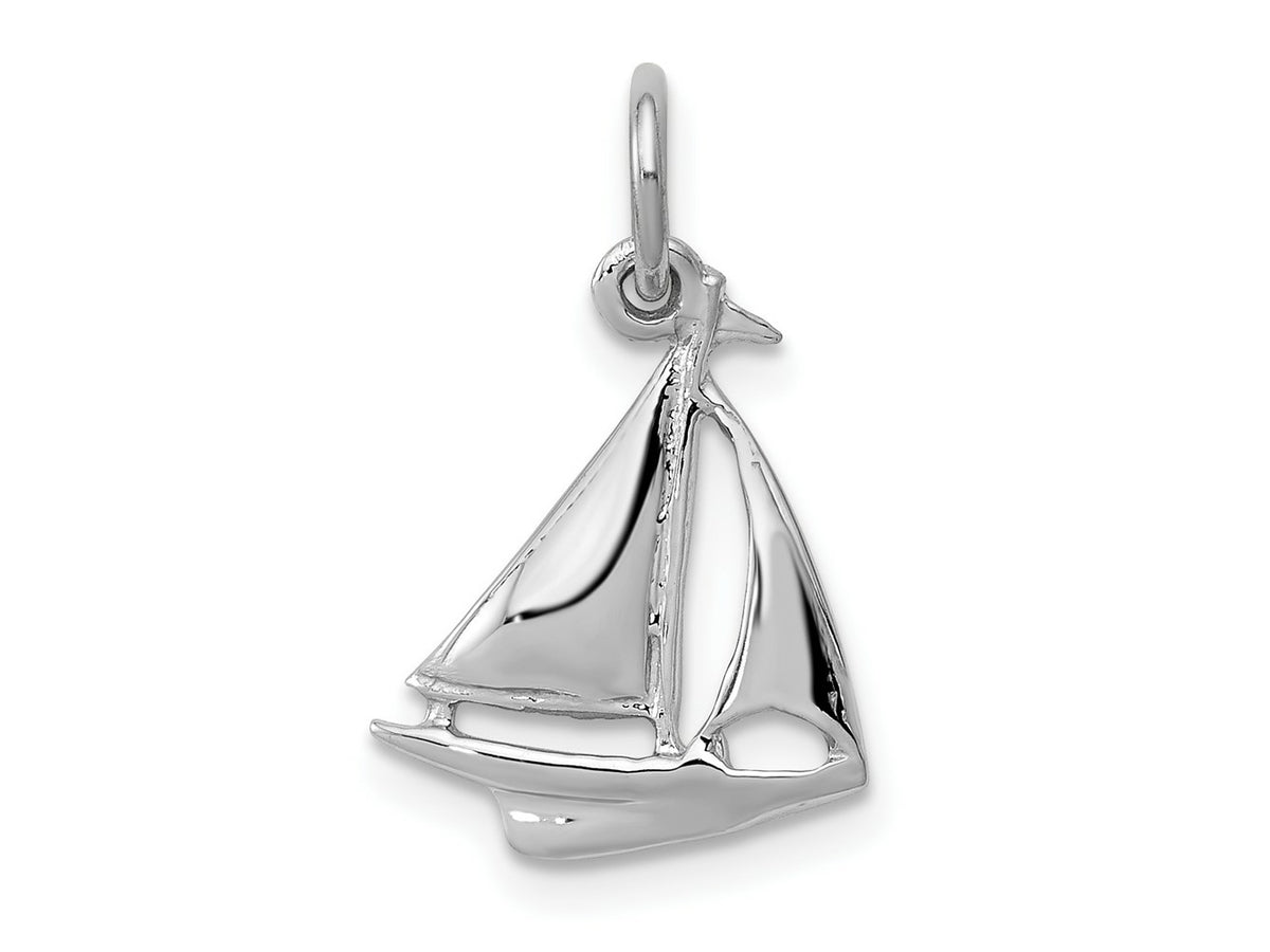 FJC Finejewelers 10 kt White Gold Themed Solid Polished 3-Dimensional Sailboat Charm 19 mm x 12 mm