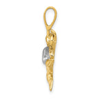 FJC Finejewelers 10 kt Yellow Gold and Rhodium Polished Open-Backed Scuba Diver Pedant 24 x 38 mm