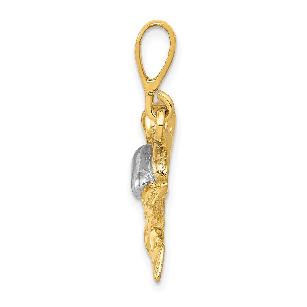 FJC Finejewelers 10 kt Yellow Gold and Rhodium Polished Open-Backed Scuba Diver Pedant 24 x 38 mm