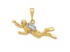 FJC Finejewelers 10 kt Yellow Gold and Rhodium Polished Open-Backed Scuba Diver Pedant 24 x 38 mm