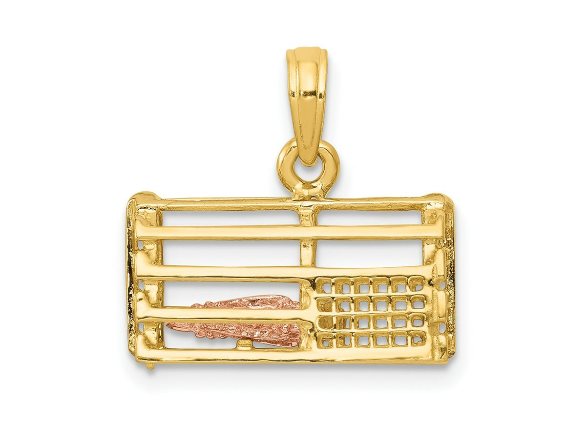 FJC Finejewelers 10 kt Two Tone Gold Two-Tone Polished 3-Dimensional Lobster Trap Charm 16 x 17 mm