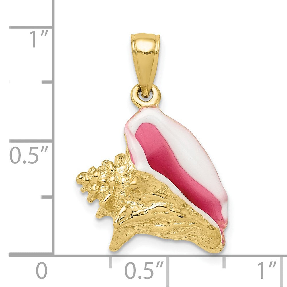 FJC Finejewelers 10 kt Yellow Gold Polished 3-D Pink and White Enameled Conch Shell Charm 24 x 16 mm