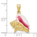 FJC Finejewelers 10 kt Yellow Gold Polished 3-D Pink and White Enameled Conch Shell Charm 24 x 16 mm