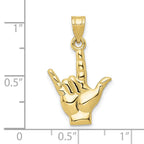 FJC Finejewelers 10 kt Yellow Gold Polished I Love You Hand Sign Language Charm 25 x 15 mm