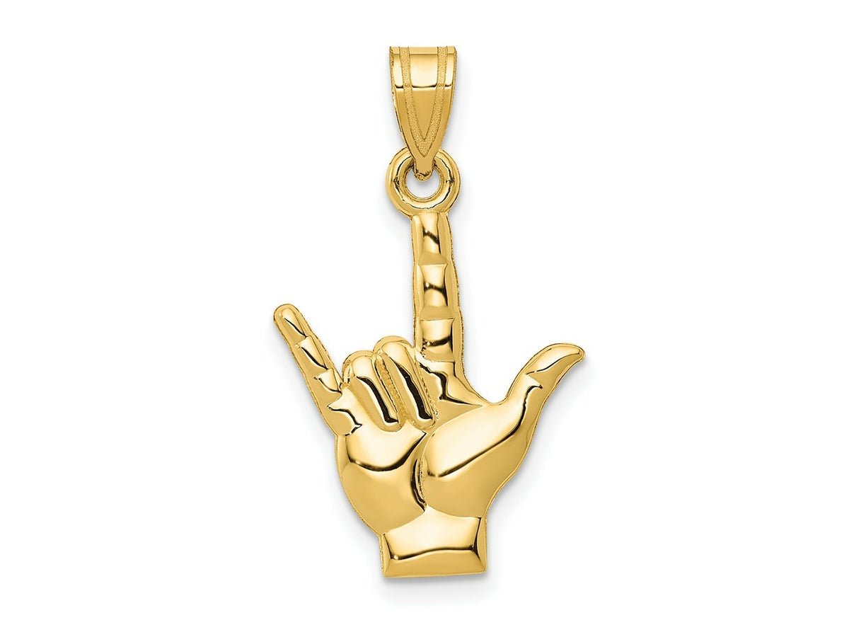 FJC Finejewelers 10 kt Yellow Gold Polished I Love You Hand Sign Language Charm 25 x 15 mm