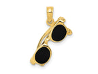 FJC Finejewelers 10 kt Yellow Gold 3-D Black Enameled Moveable Sunglasses Charm 18 x 15 mm