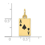 FJC Finejewelers 10 kt Yellow Gold Enameled Ace of Spades Card Charm 18 x 8 mm