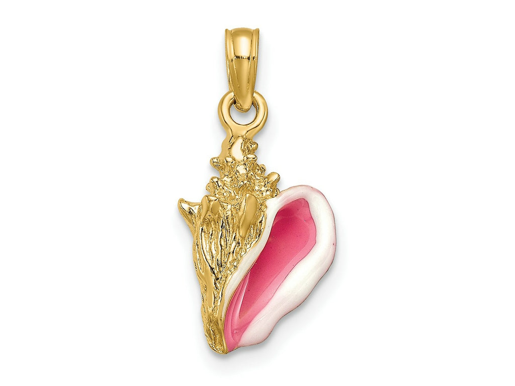 FJC Finejewelers 10 kt Yellow Gold Enameled 3-D Conch Shell Charm 22 x 9 mm