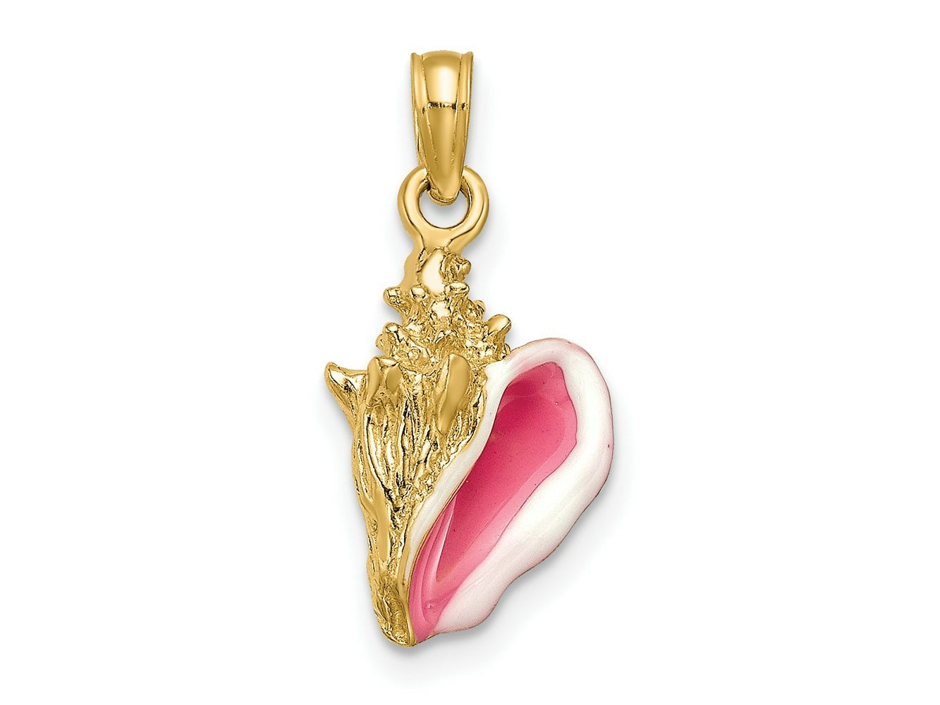 FJC Finejewelers 10 kt Yellow Gold Enameled 3-D Conch Shell Charm 22 x 9 mm