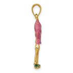 FJC Finejewelers 10 kt Yellow Gold Enameled 3-D Pink Flamingo Charm 31 x 17 mm