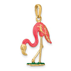FJC Finejewelers 10 kt Yellow Gold Enameled 3-D Pink Flamingo Charm 31 x 17 mm