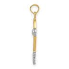 FJC Finejewelers 10 kt Yellow Gold with Rhodium Polished Tennis Racquet Charm 28 x 10 mm
