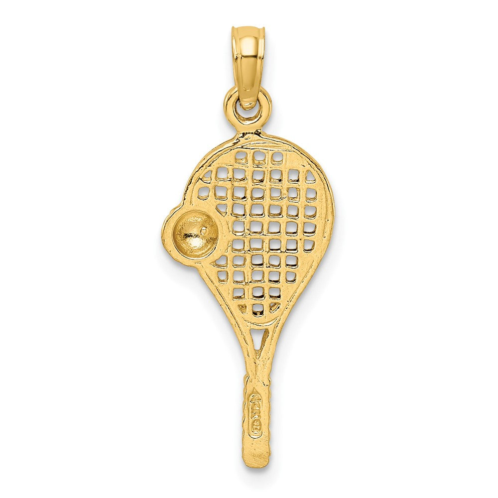 FJC Finejewelers 10 kt Yellow Gold with Rhodium Polished Tennis Racquet Charm 28 x 10 mm